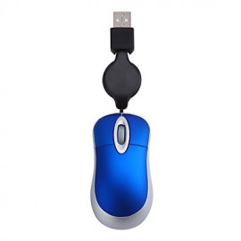 Mini Rectractable Cable USB Wired Mouse 1000DPI  