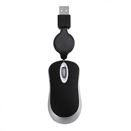 Mini Rectractable Cable USB Wired Mouse 1000DPI  