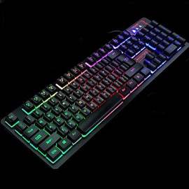 Ergonomic Gaming Keyboard Multimedia Keyboard USB Multi Color Backlit Gaming 2400DPI Mouse Set  