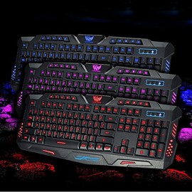 USB Mechanical Touch Illuminated Gaming Keyboard 3 Colors Backlit Keyboard  