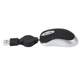 Mini Rectractable Cable USB Wired Mouse 1000DPI  