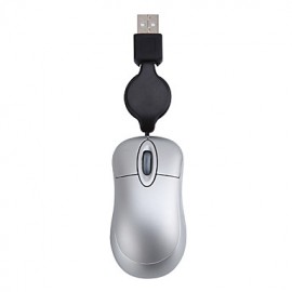 Mini Rectractable Cable USB Wired Mouse 1000DPI  