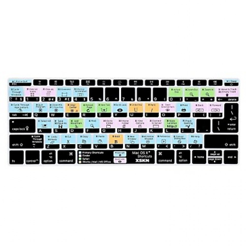  Mac OS X Shortcut Silicone Keyboard Skin for 2016 Newest Non-touch Bar  Pro 13.3 with Retina/ 12 (US/EU Layout)  