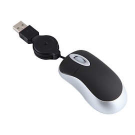 Mini Rectractable Cable USB Wired Mouse 1000DPI  