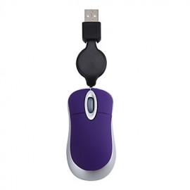 Mini Rectractable Cable USB Wired Mouse 1000DPI  