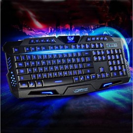 USB Mechanical Touch Illuminated Gaming Keyboard 3 Colors Backlit Keyboard  