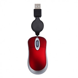 Mini Rectractable Cable USB Wired Mouse 1000DPI  