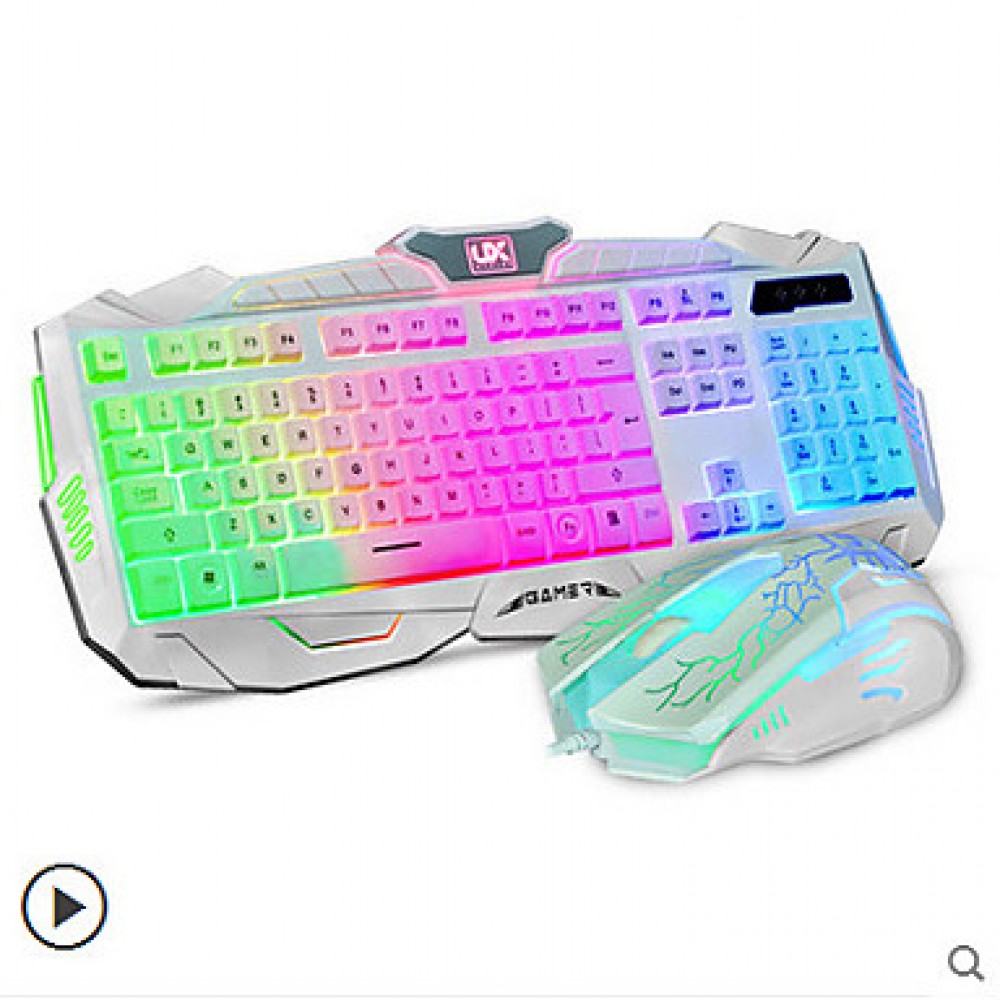 White Mouse And Keyboard Cable Three Color Backlighting Suit The Game Lol  