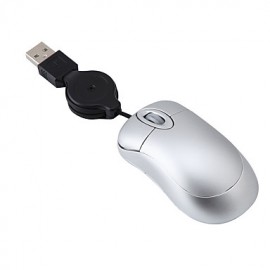 Mini Rectractable Cable USB Wired Mouse 1000DPI  